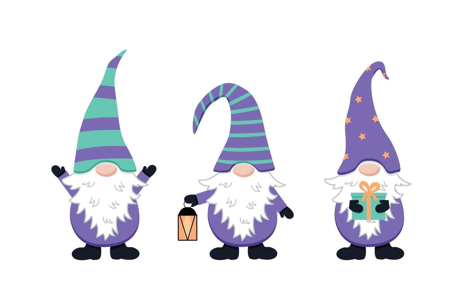 Cute dwarf Christmas. illustration of a cartoon funny gnome. vector