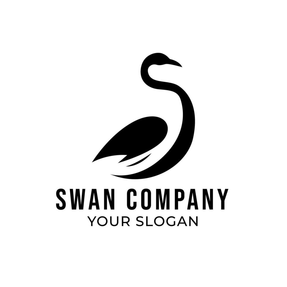 Swan silhouette logo template isolated on white background vector
