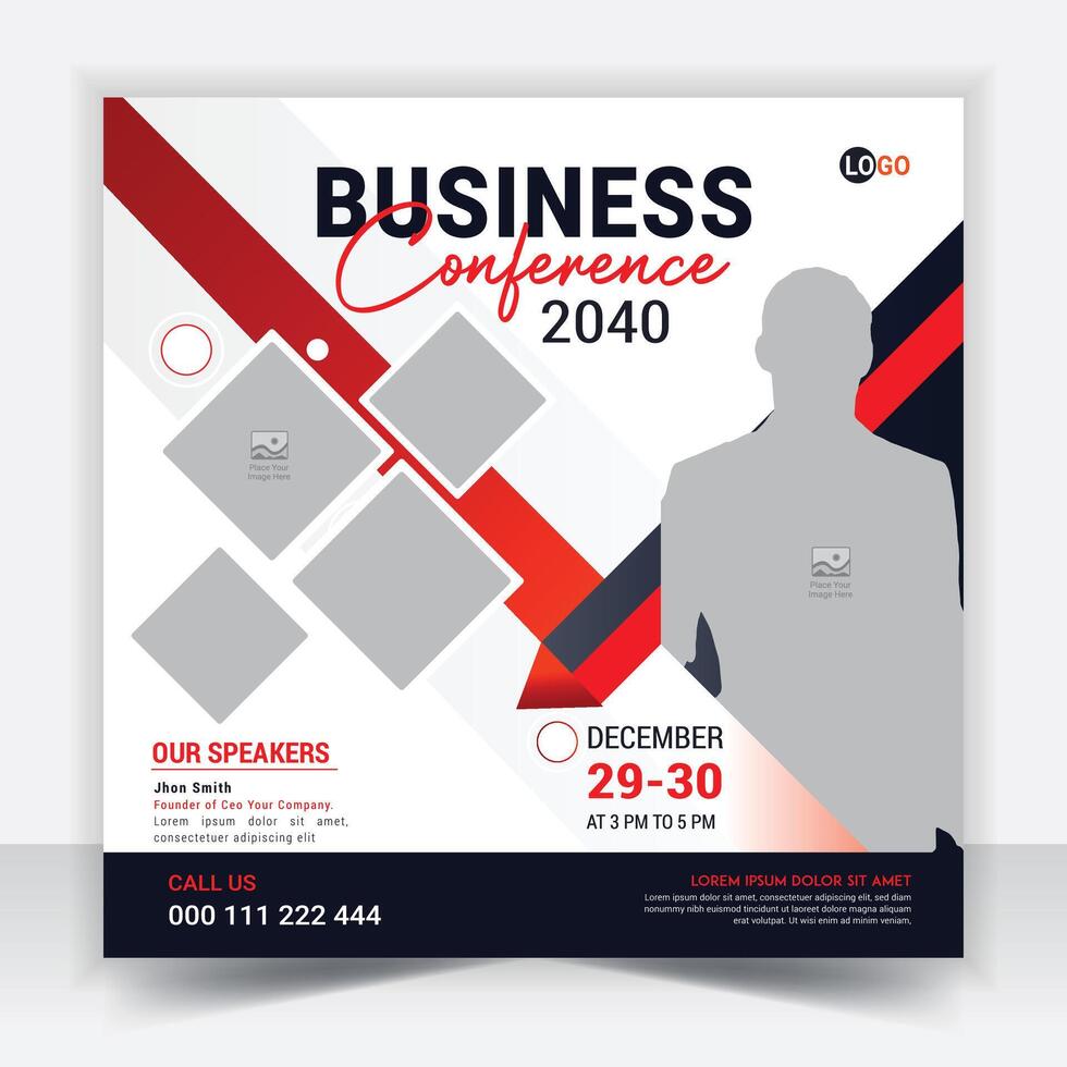 Business conference banner template. Online webinar social media post template. Online live webinar. vector