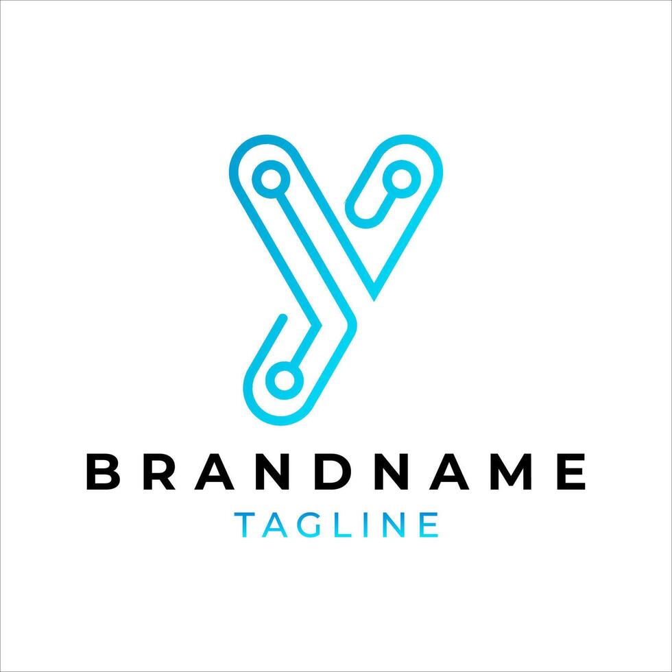 modern letter y technology logo vector