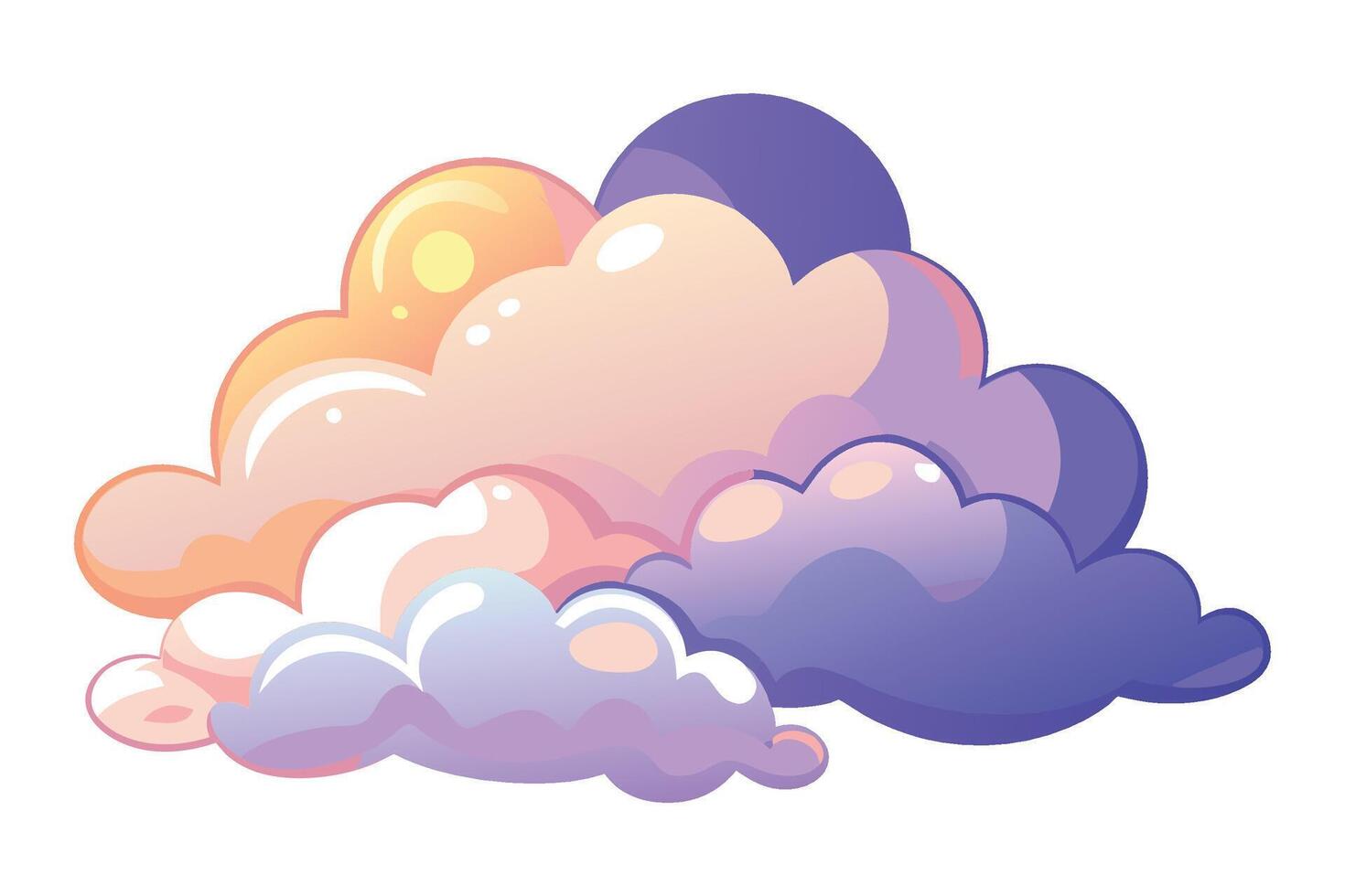 Evening soft clouds, flat illustration. vector