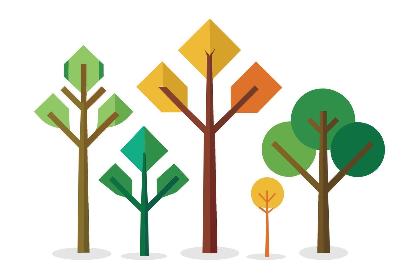 Minimalist tree forms collections set, flat illustration vector