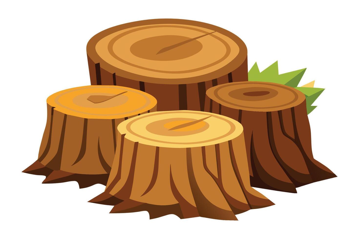 Hardwood trees stub, flat illustration. vector