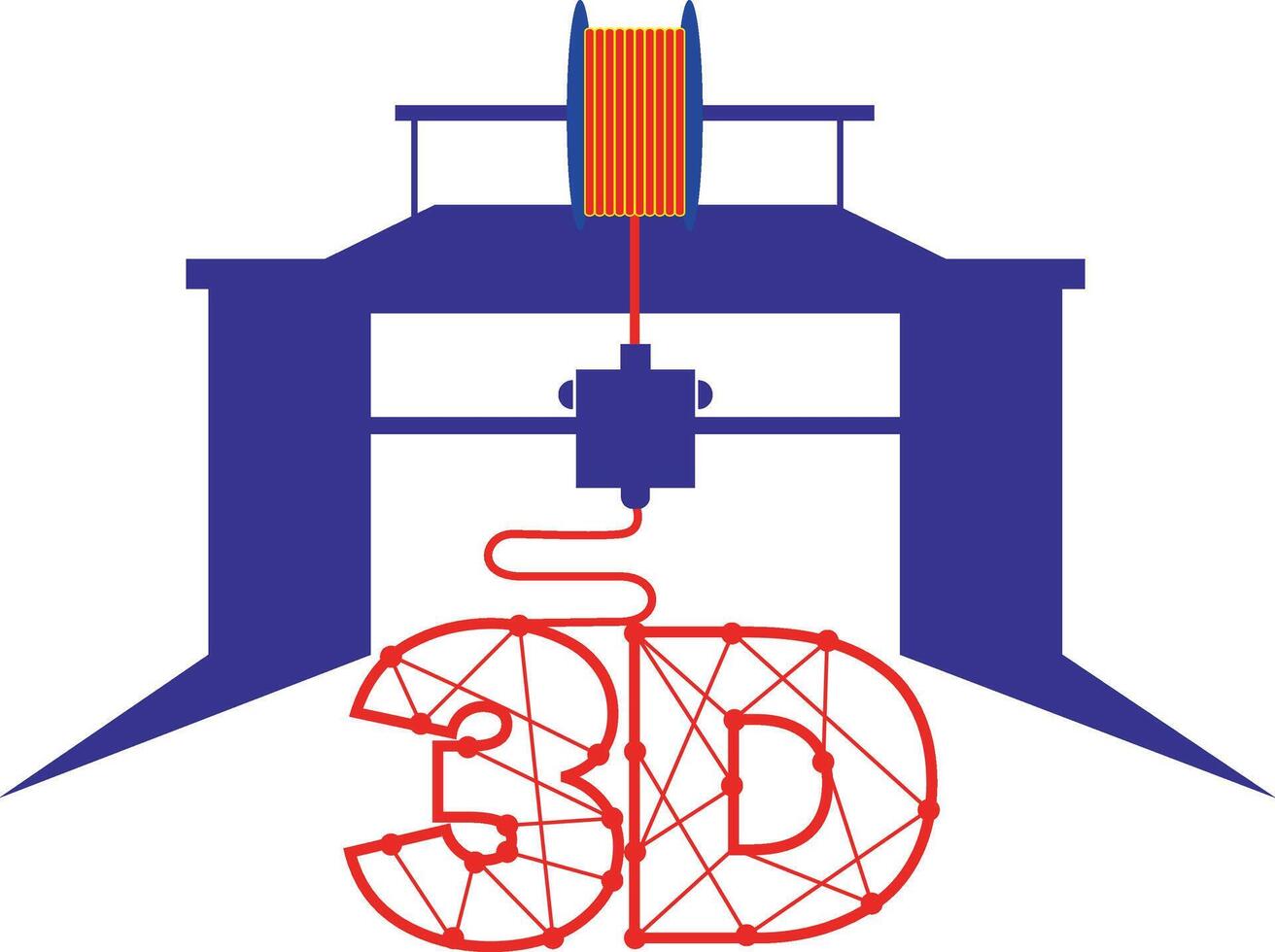 Machine for volumetric 3D printing with a letter and number 3D. On a white background. Background excluded vector