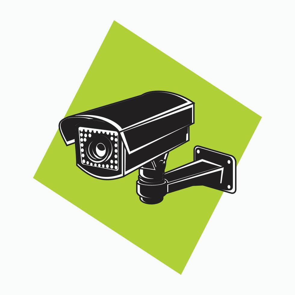 Outdoor CCTV icon - cube shaped CCTV - silhouette icon, symbol, cartoon logo for security system vector