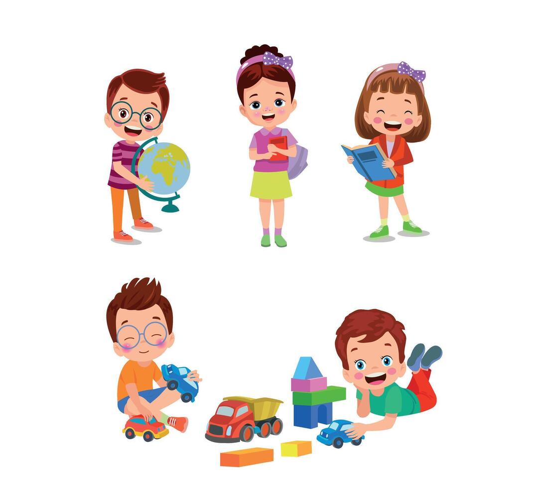 illustration of students in different postures vector