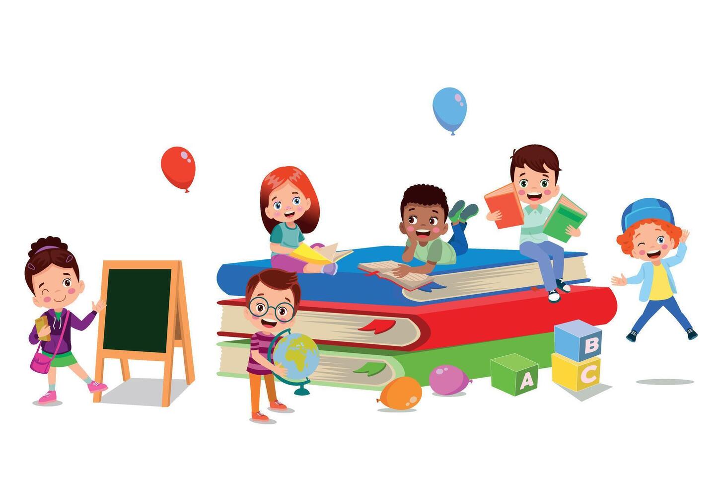 illustration of students in different postures vector