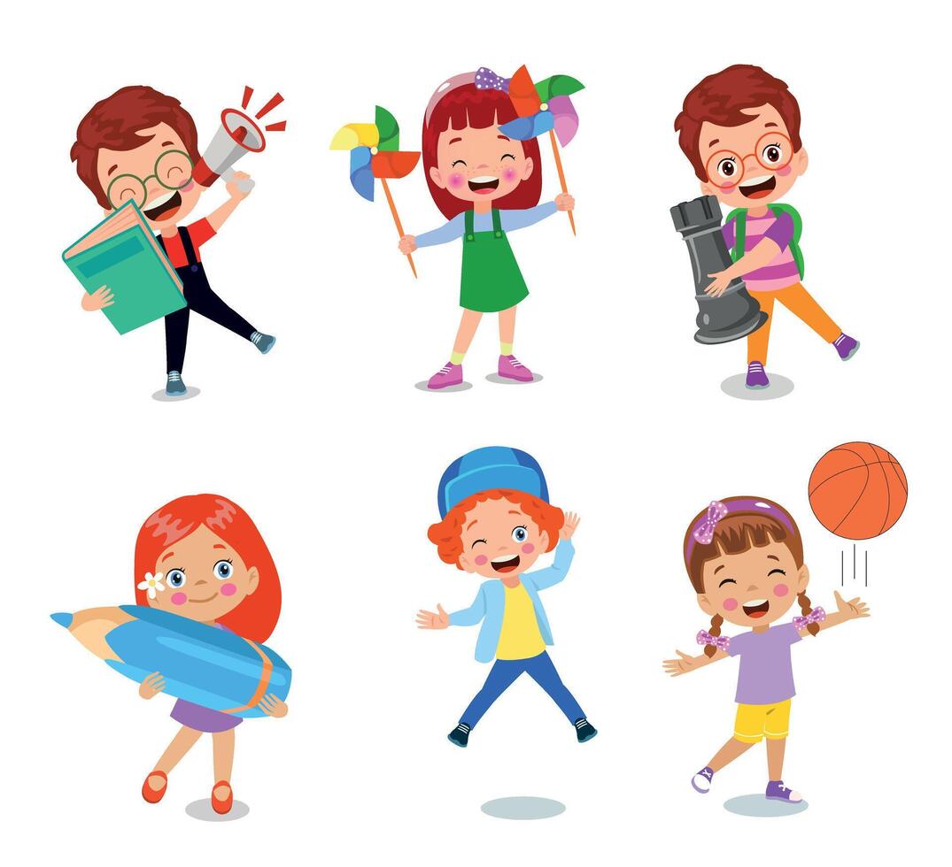 illustration of students in different postures vector