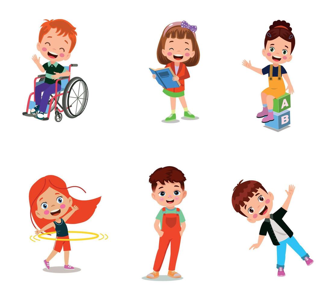 illustration of students in different postures vector