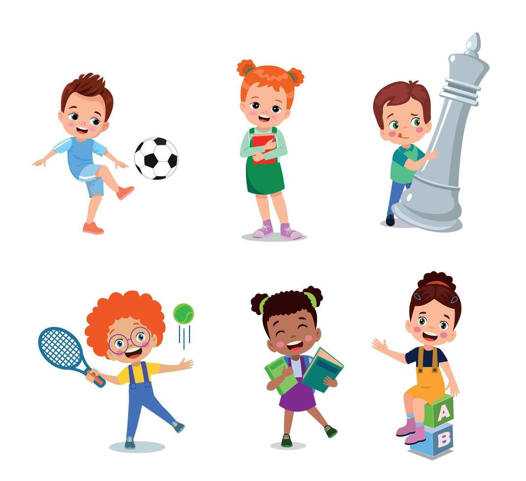 illustration of students in different postures vector