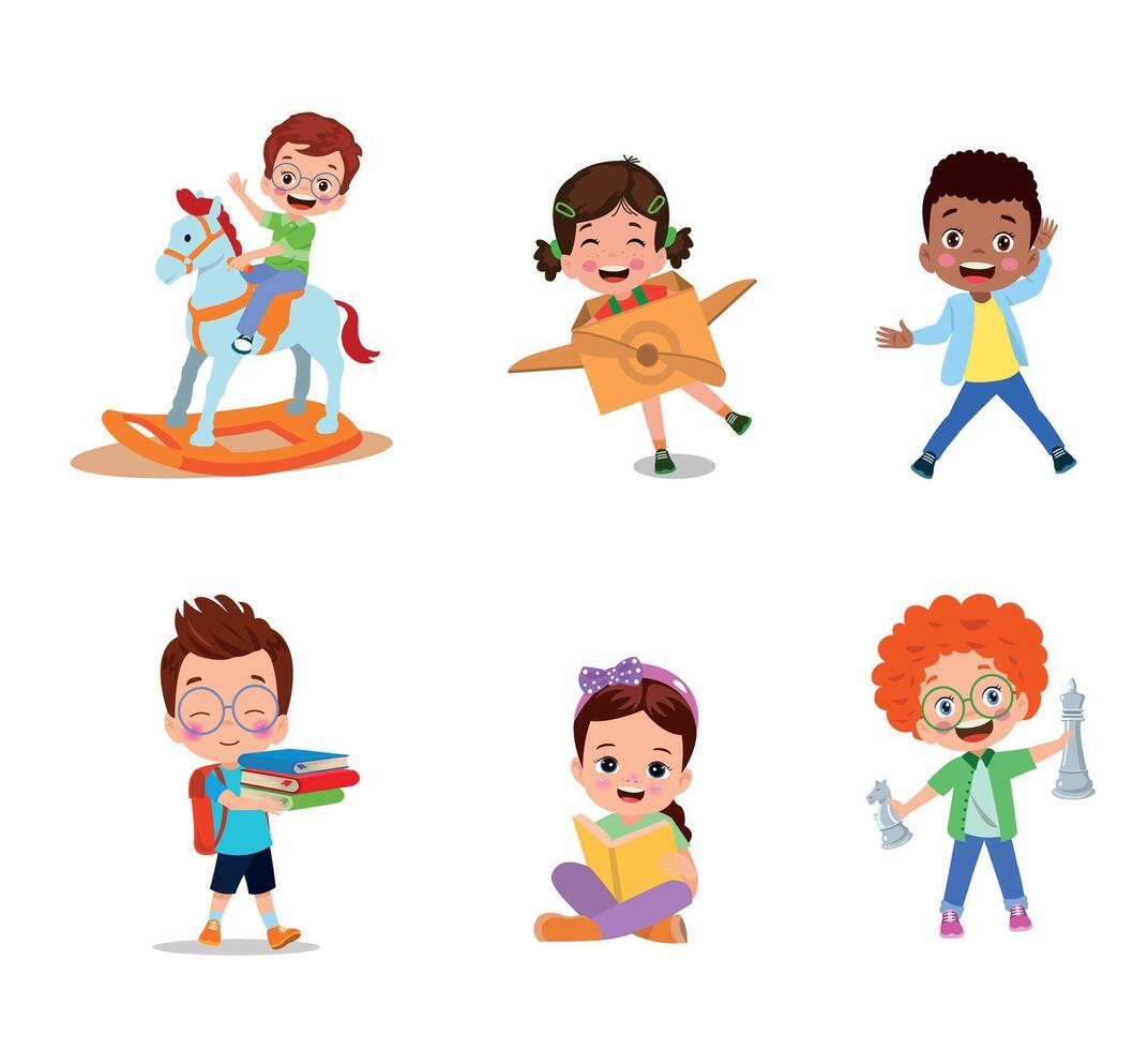 illustration of students in different postures vector