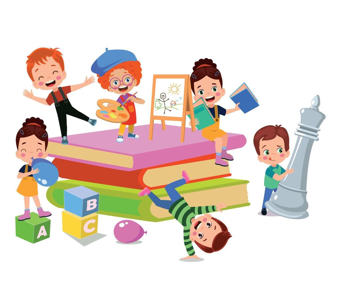 illustration of students in different postures vector