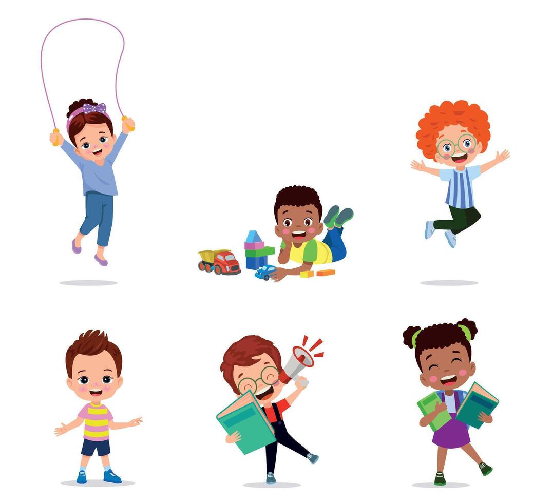illustration of students in different postures vector