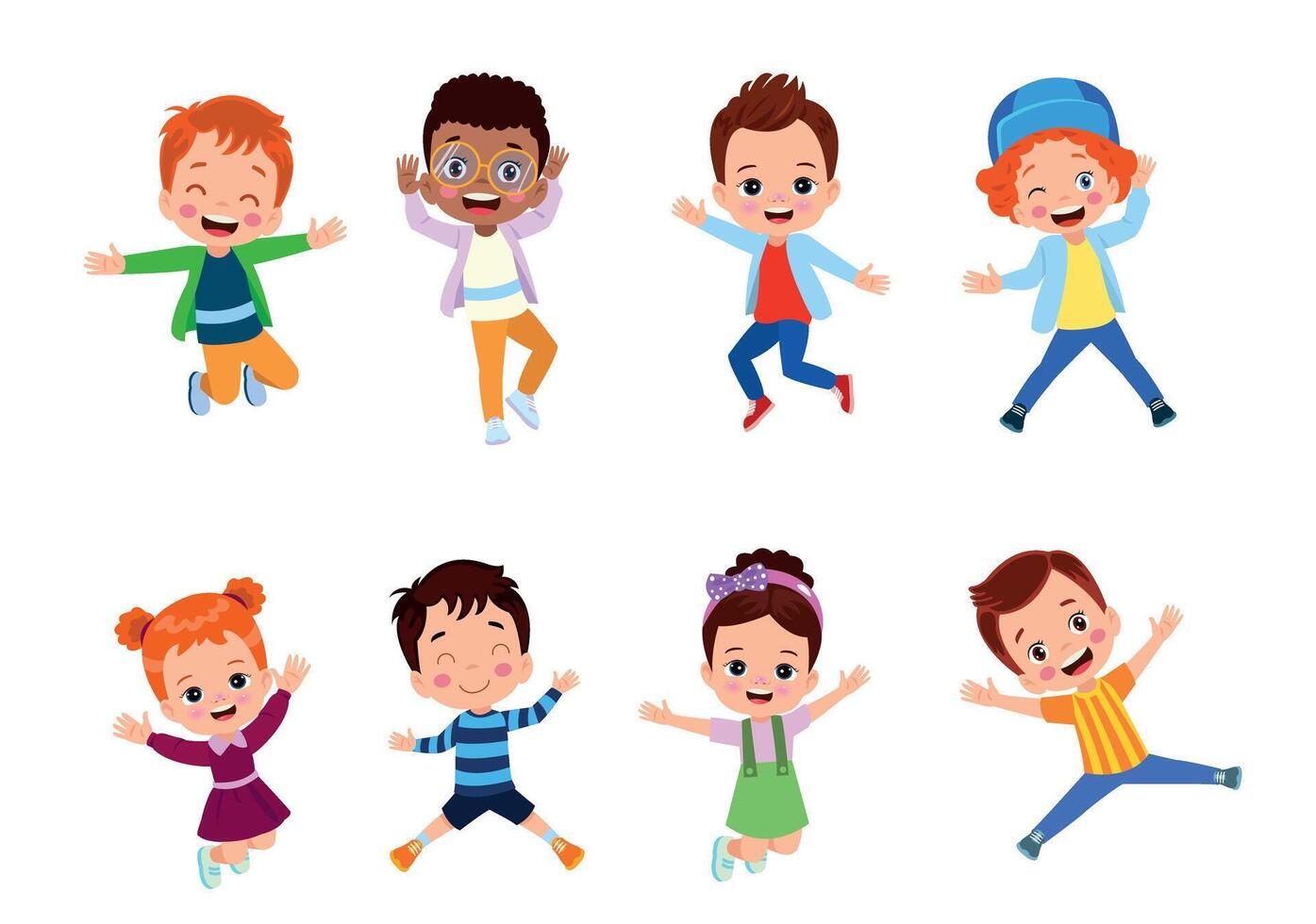 illustration of students in different postures vector