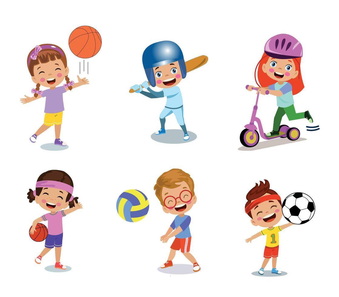 illustration of students in different postures vector