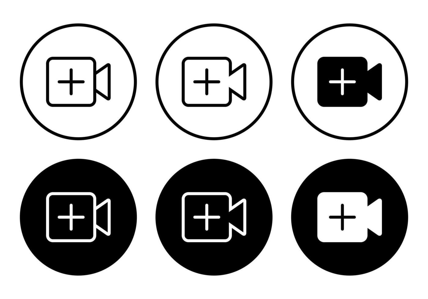 Add icon set in black circle. Camera and plus concept. Upload content symbol vector