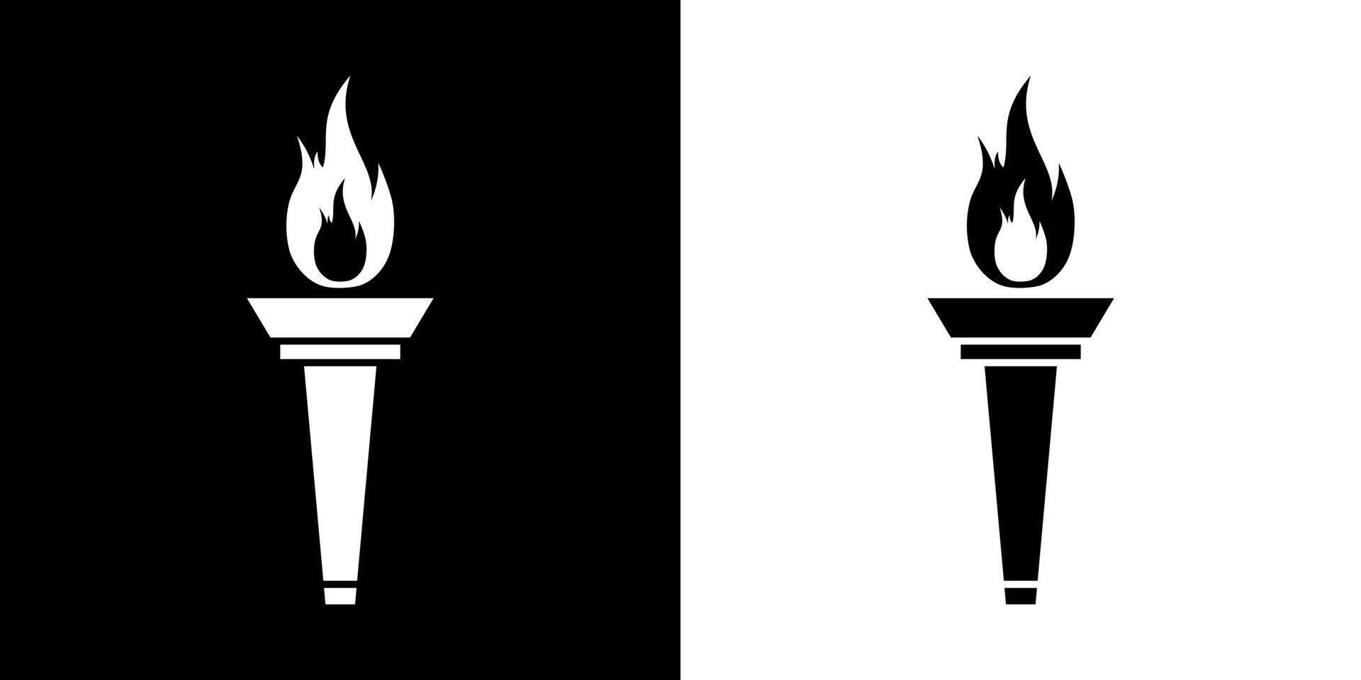 Fire torch with fire icon in generic style. Sports torch concept vector