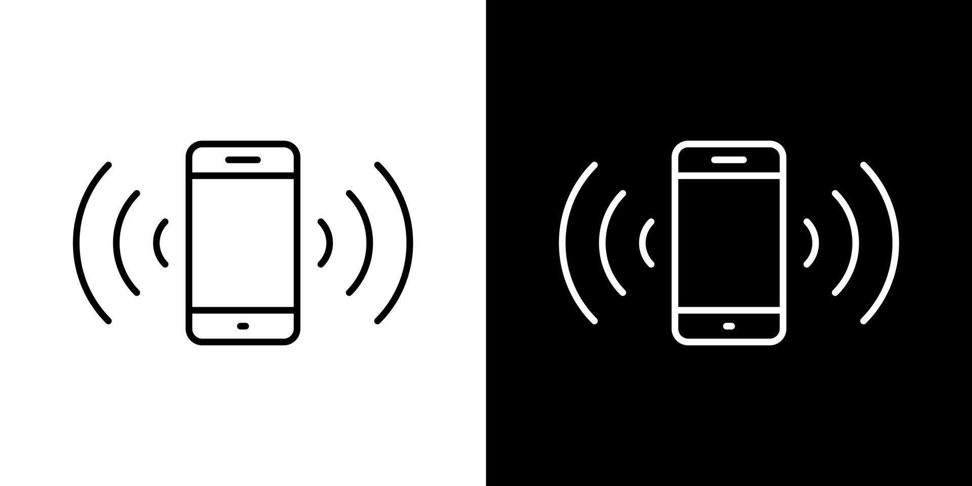 Phone with signal wave icon. Ringing cellphone, vibrate concept vector