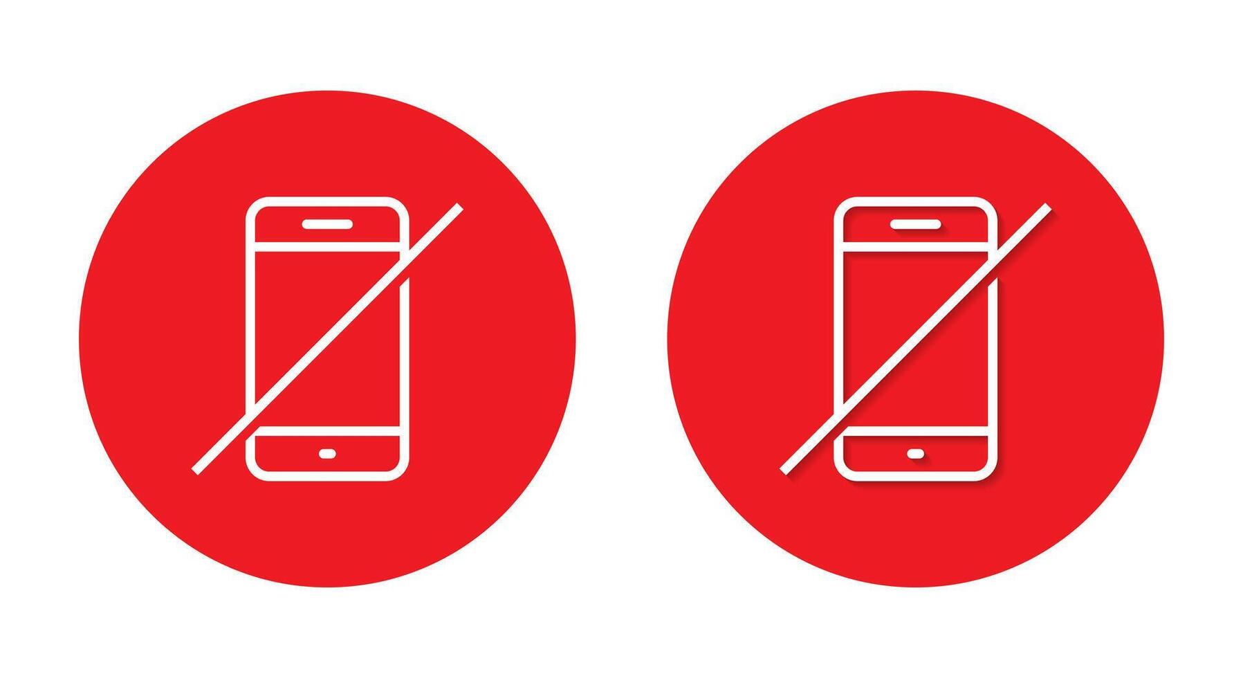 Turn off mobile phone icon with shadow. No cellphone concept vector