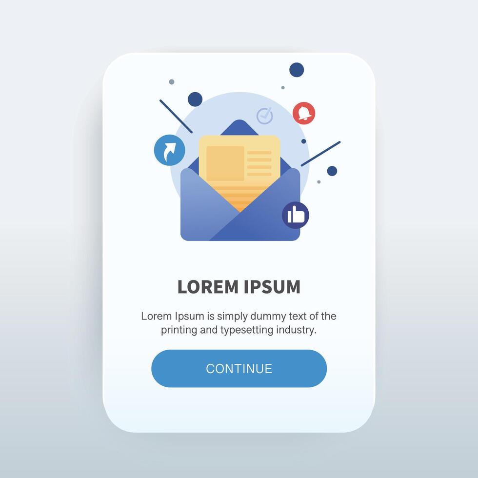 new email notification .business concept app screen. Modern screen template mobile app. vector