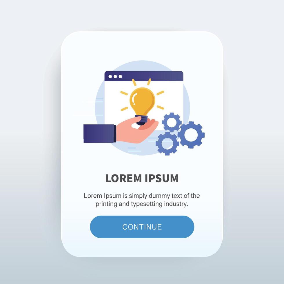 creative idea and solution.Ideas exchange concept app screen. Modern screen template mobile app. vector