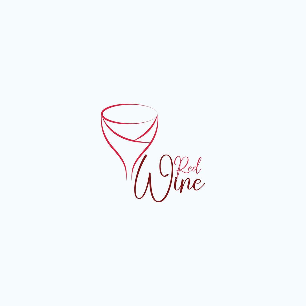 line illustration of red wine glass icon for logo design vector