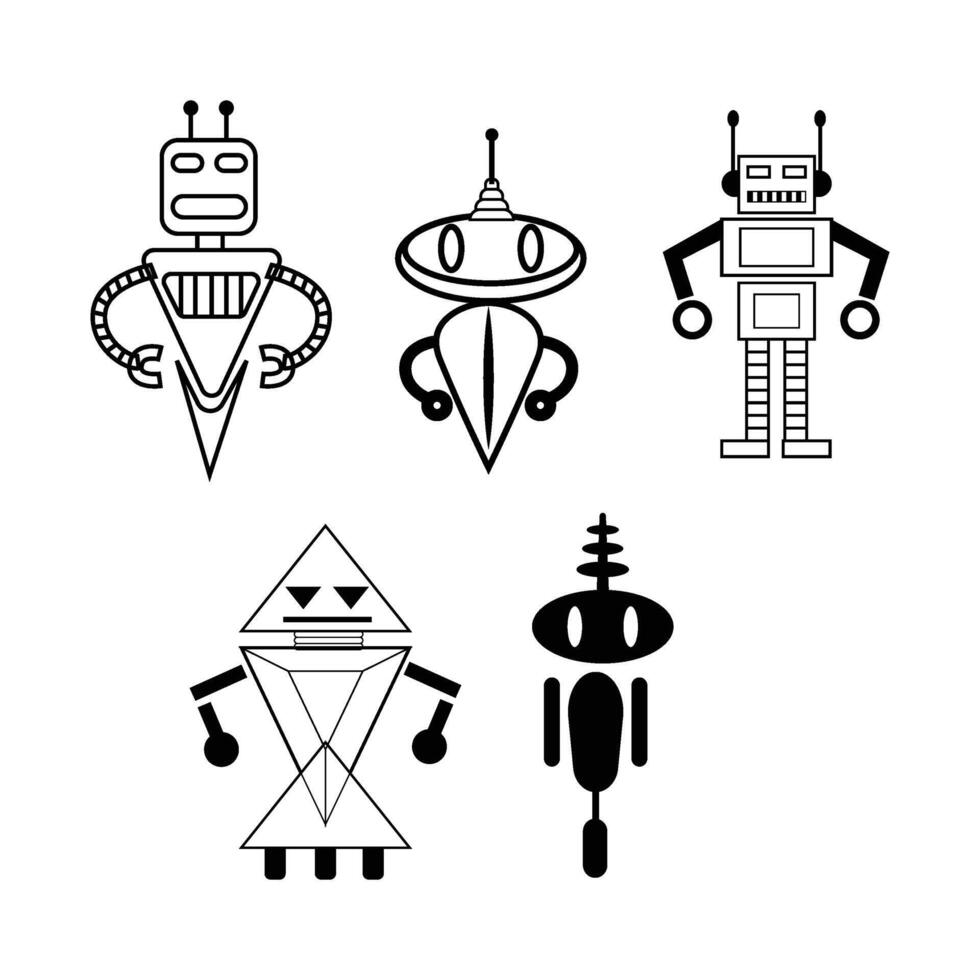 set of robot android icons vector