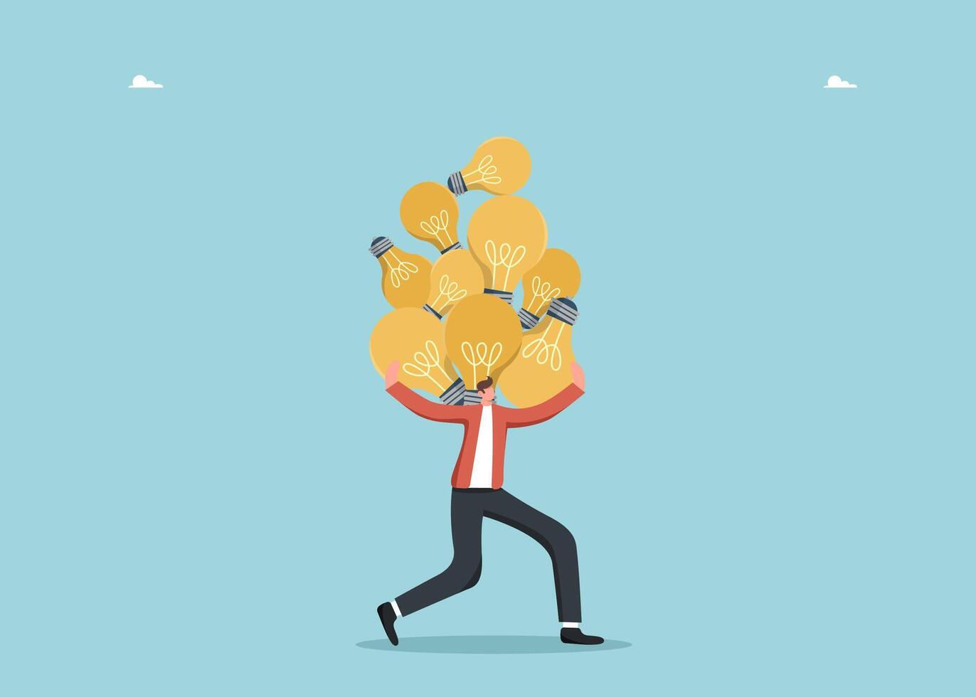 Man holding many light bulbs vector
