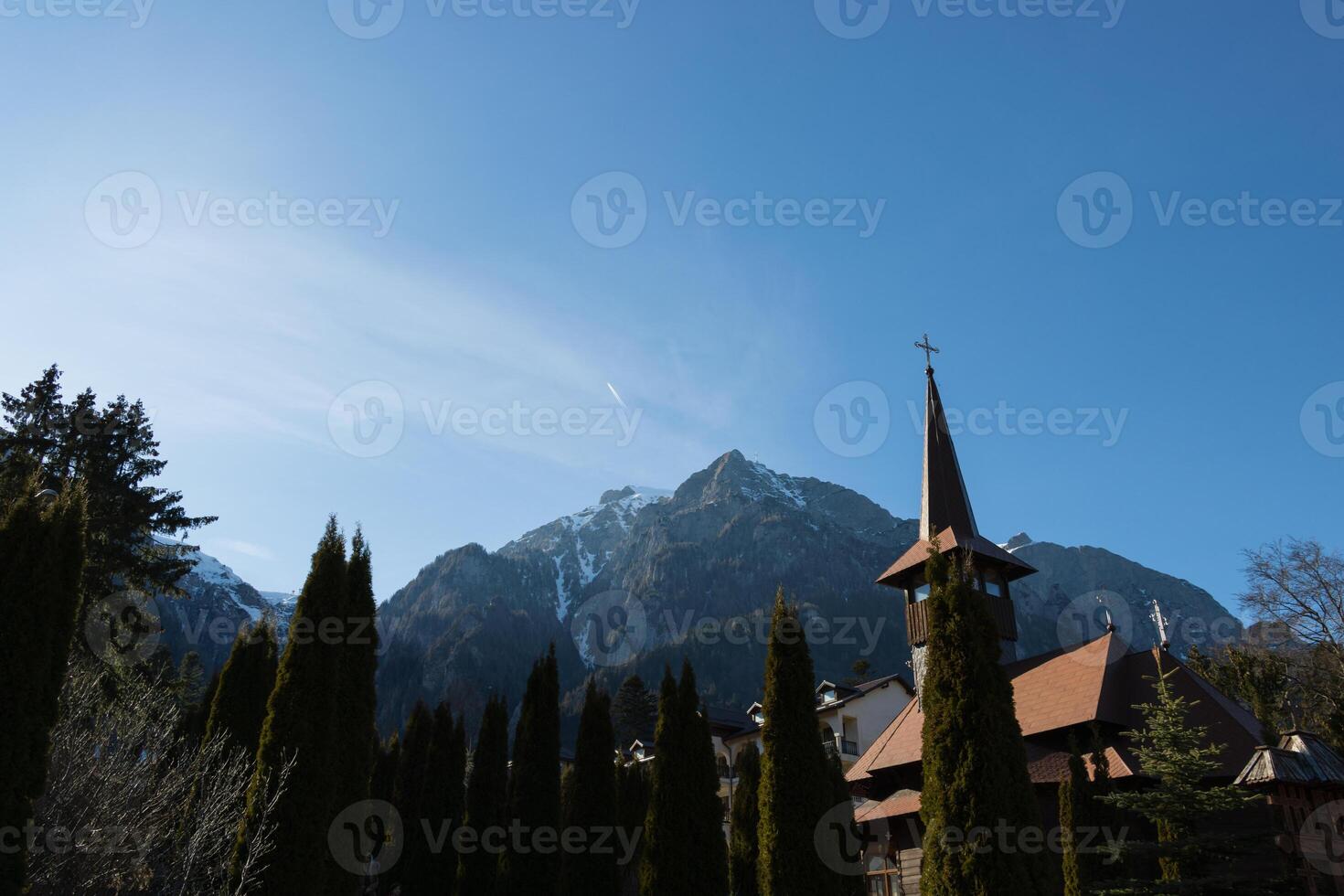 Landscape photo with gorgeous mountain view from a monastery