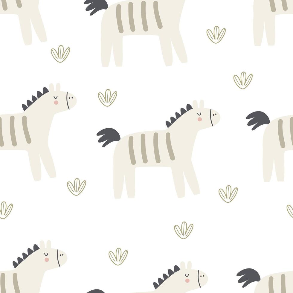 Seamless pattern with cartoon zebras. vector