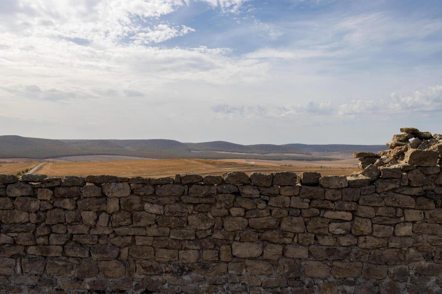 Landscape photo from the view at the top of The Enisala Medieval Fortress near Jurilovca in Tulcea, Romania.