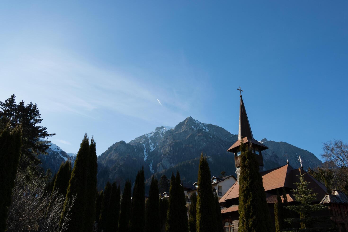 Landscape photo with gorgeous mountain view from a monastery