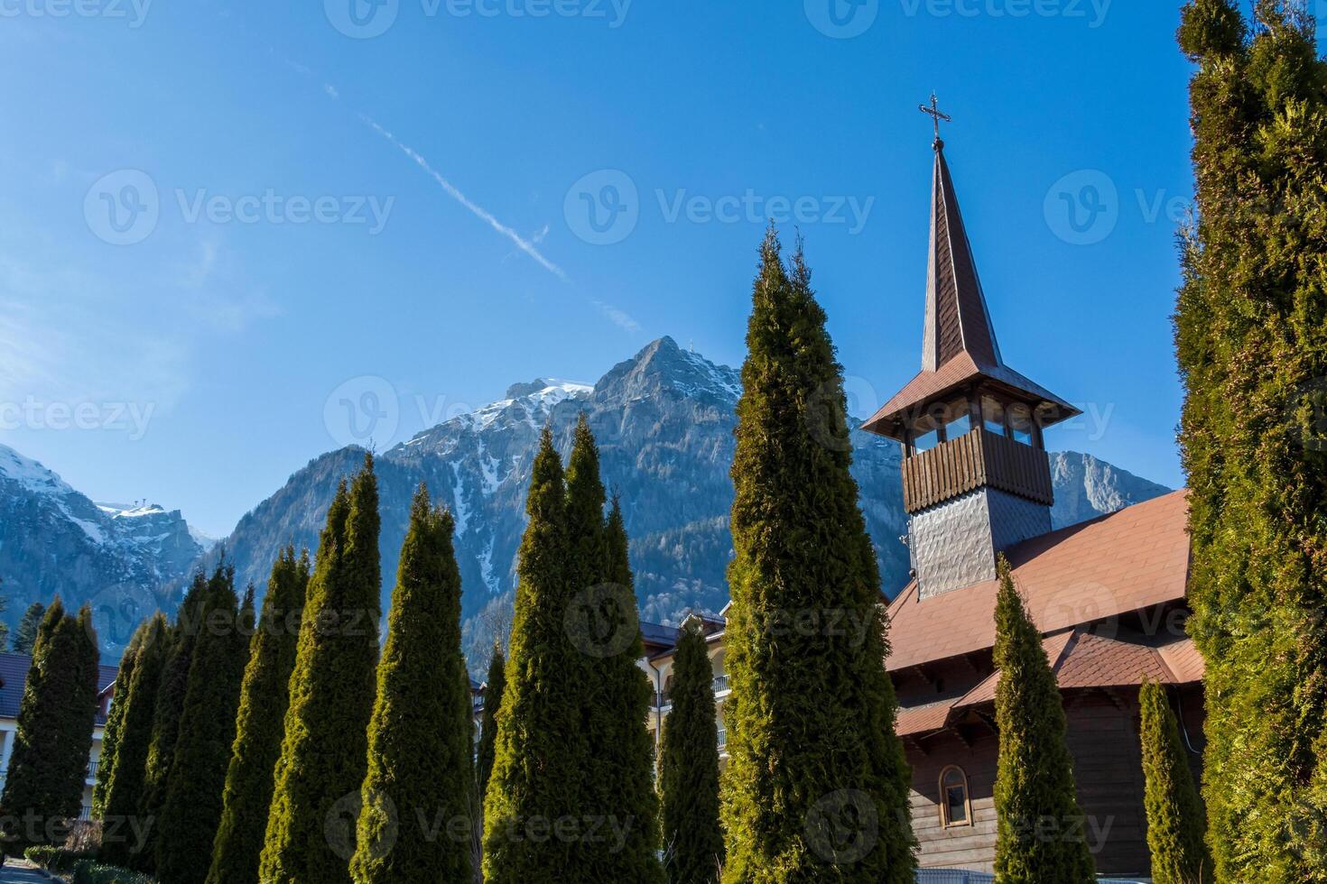 Landscape photo with gorgeous mountain view from a monastery