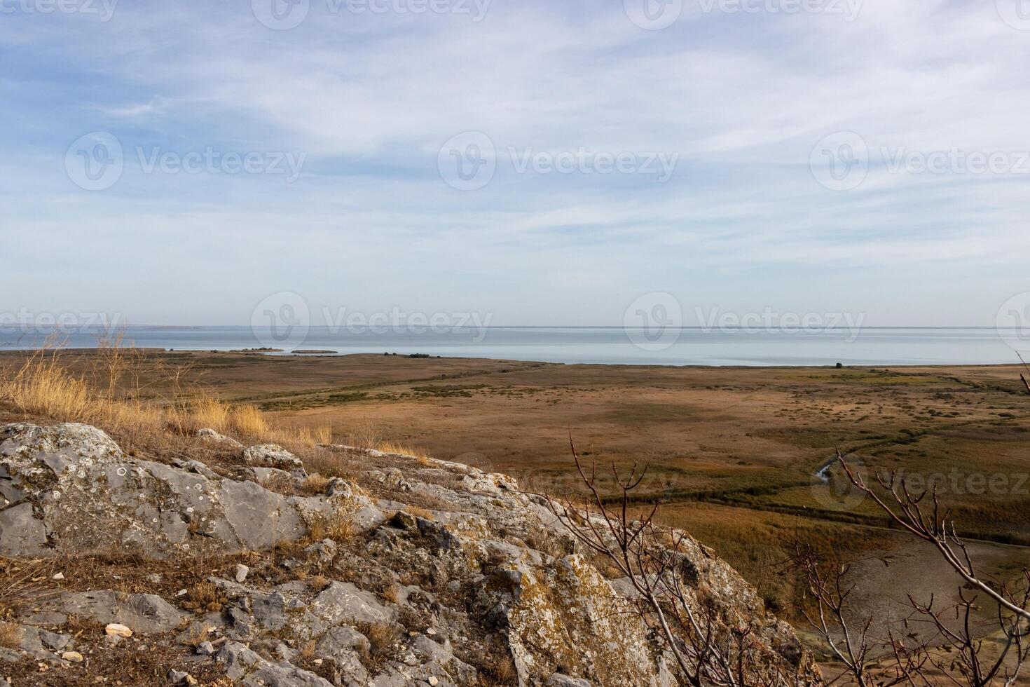 Landscape photo from the view at the top of The Enisala Medieval Fortress near Jurilovca in Tulcea, Romania.