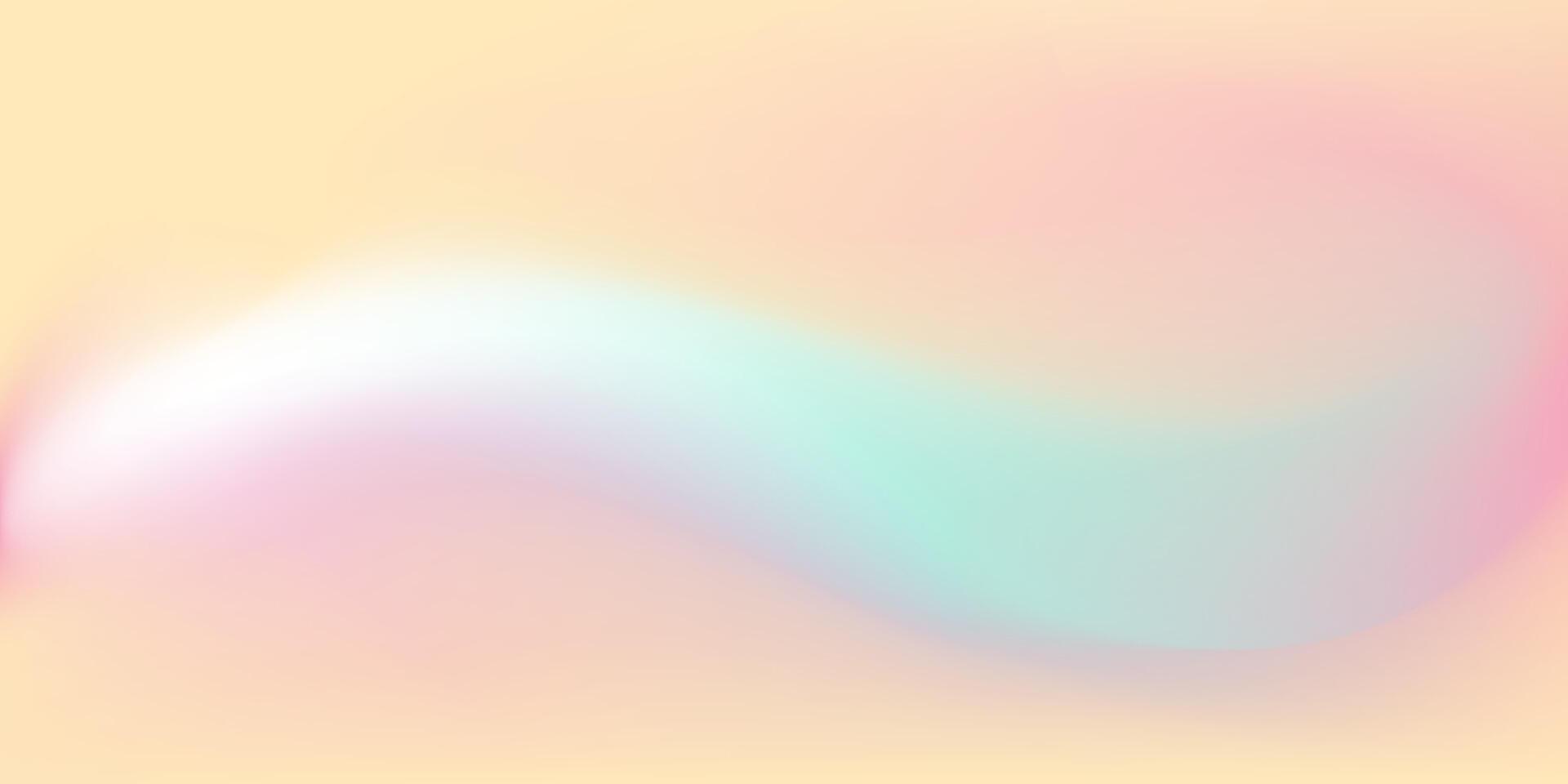 Beige gradient background with colorful rainbow wave. Pastel backdrop with bright blue blur. Abstract mesh pattern. vector