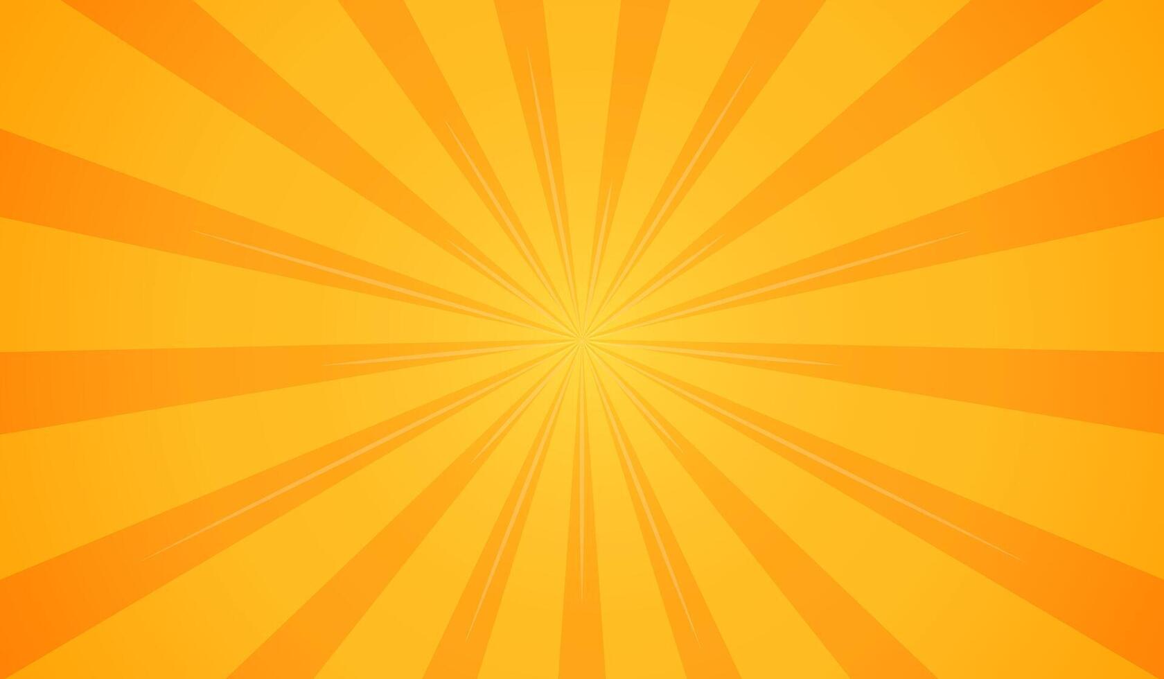 Background with sun rays yellow. Radial glitter on orange gradient. Solar flare. vector