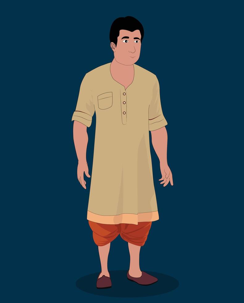 Indian village man cartoon character design vector