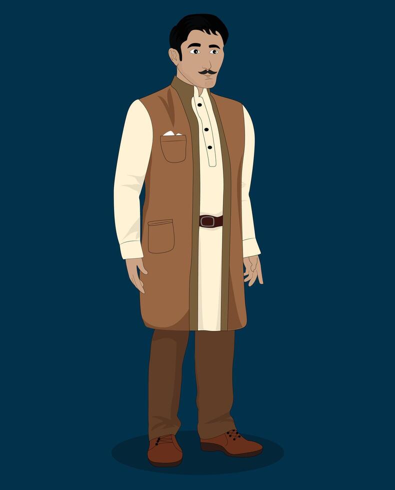 A Indian rich man cartoon character design for 2d animation vector