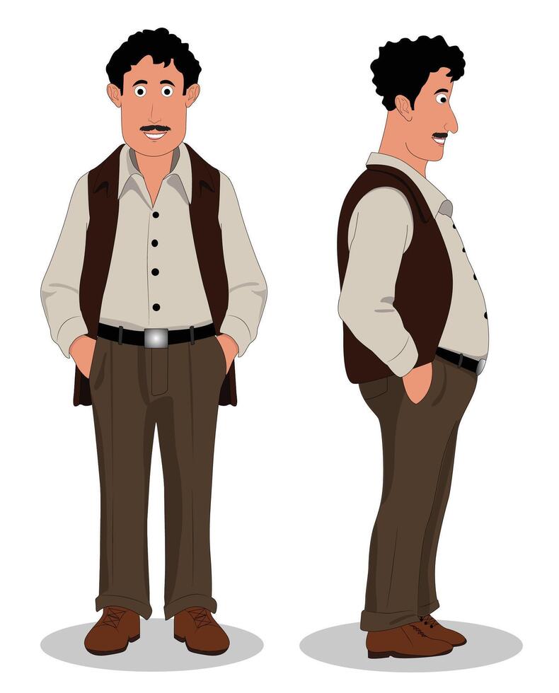 A man front and side view cartoon character design for animation vector