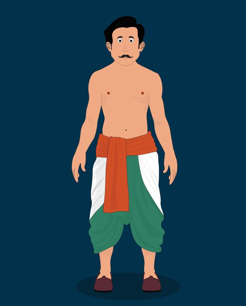 Indian village man cartoon character design vector