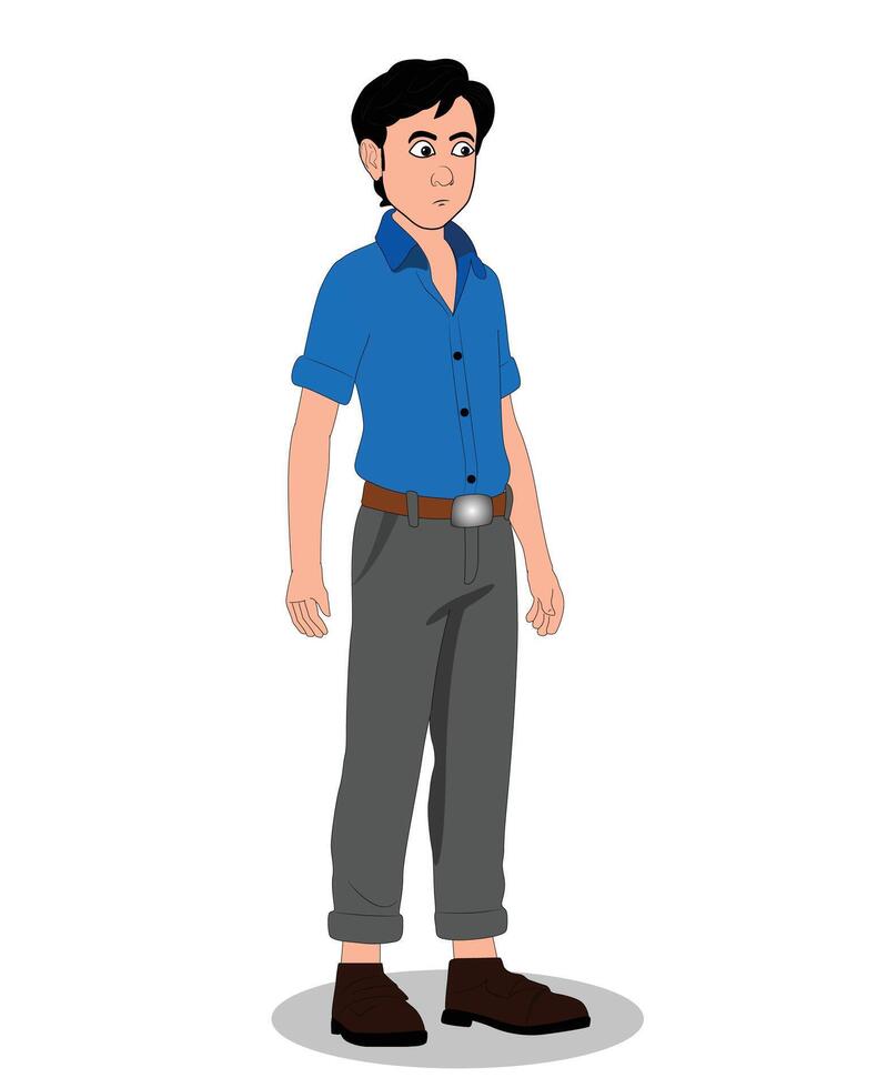 Indian school boy three quarter view cartoon character design vector