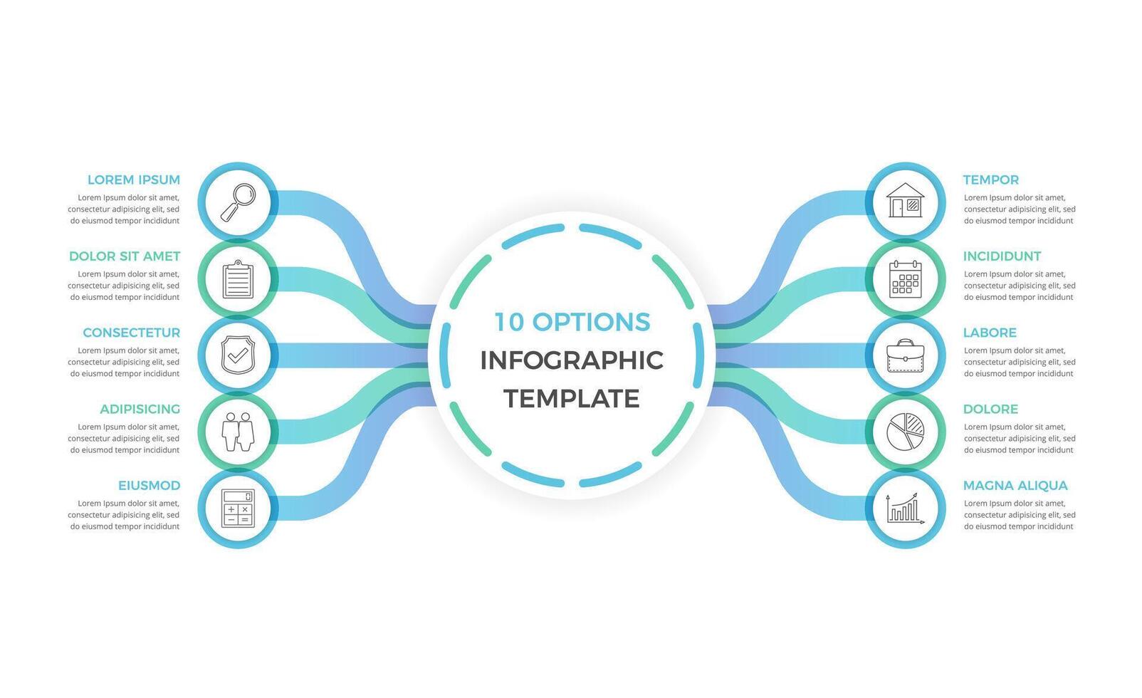 Infographic Template with 10 Options vector