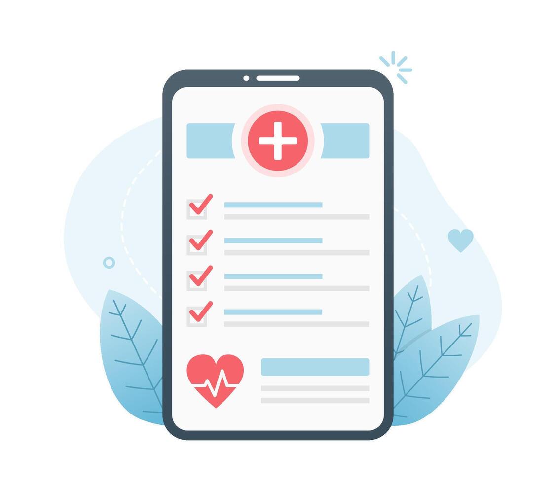 Smartphone with Health Check Up Application vector