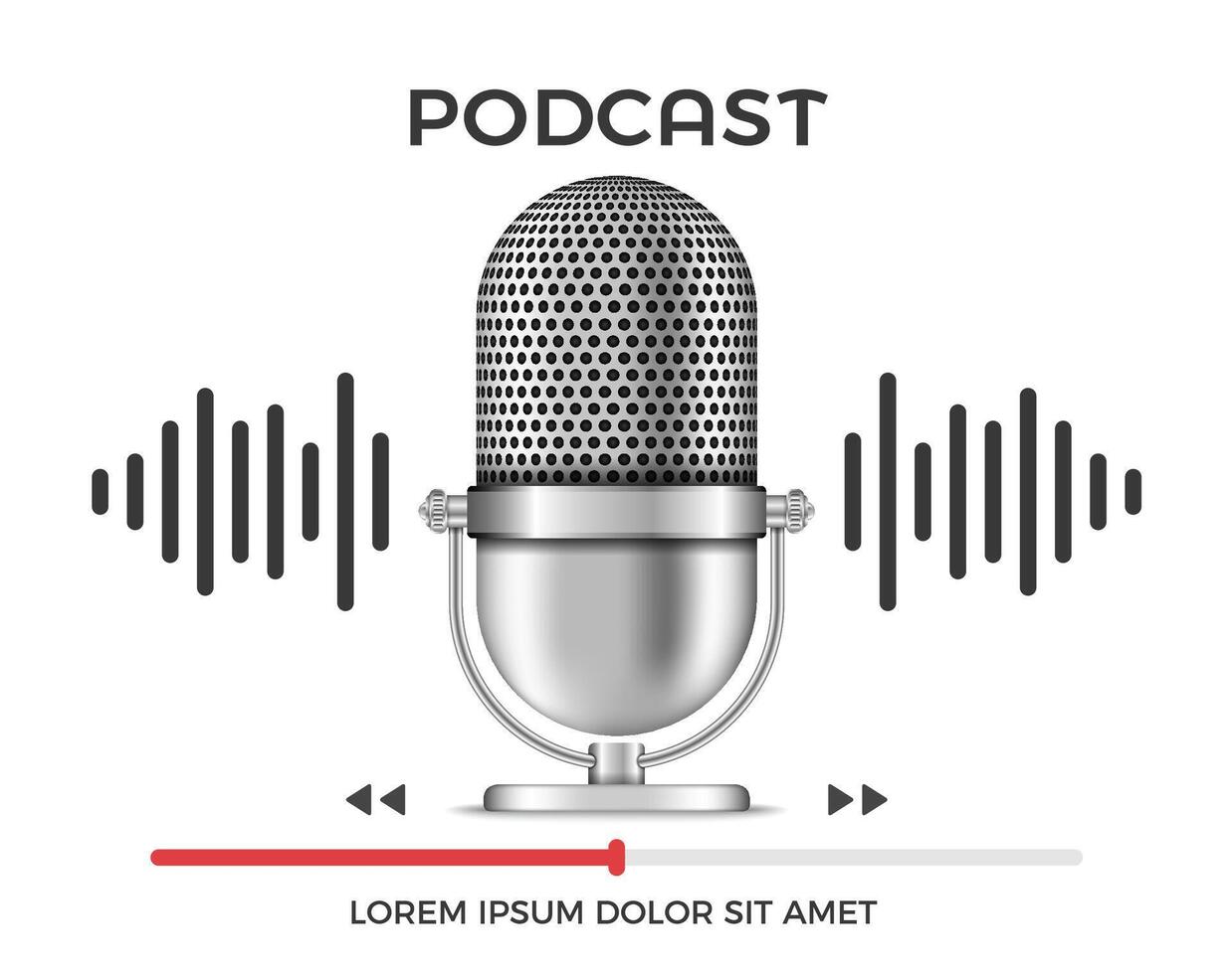Podcast Banner with Microphone vector