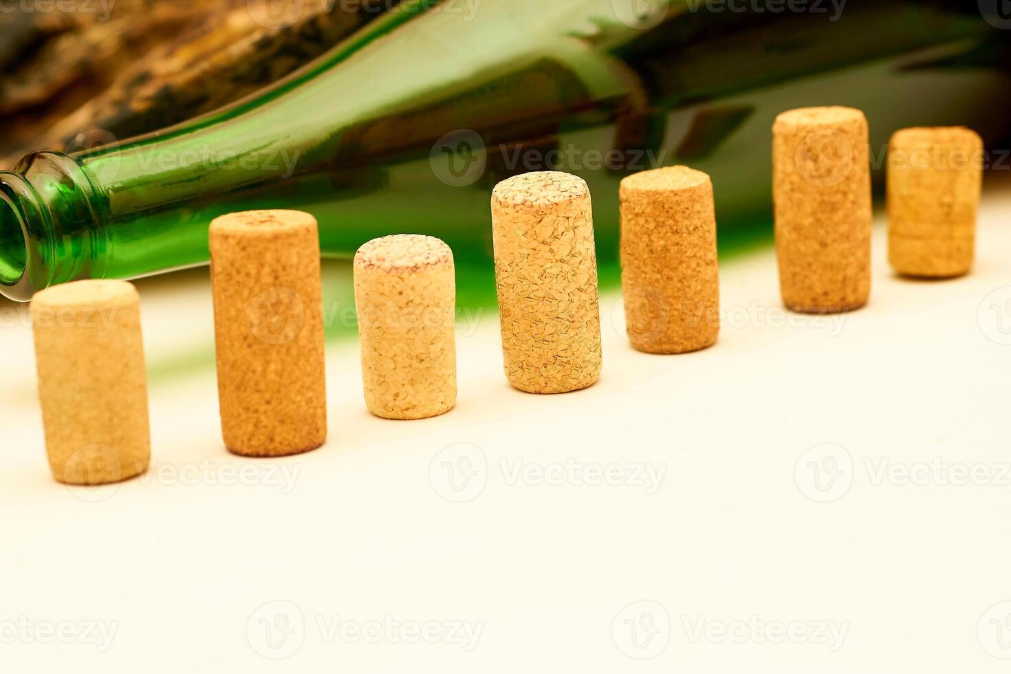 Wine corks and bottles. Old taste of pleasure photo