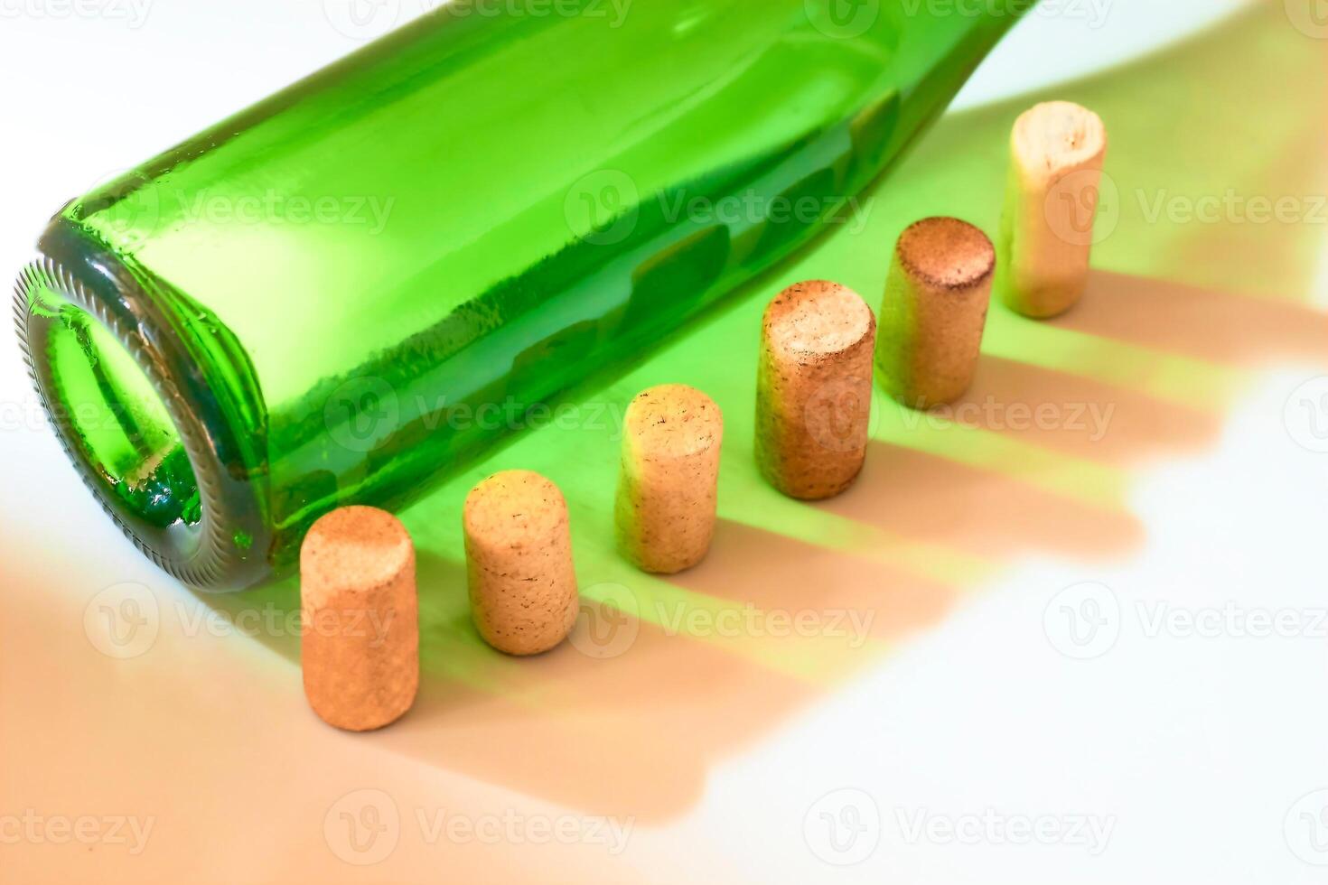 Wine corks and bottles. Old taste of pleasure photo