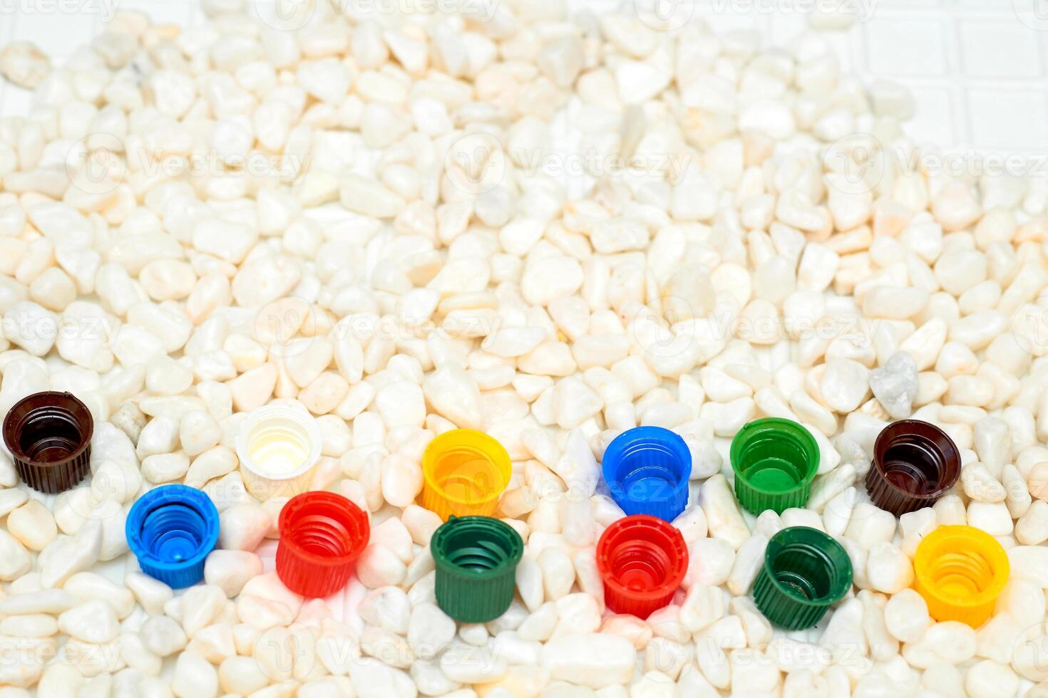 Multi colored caps lids for ketchup, mayonnaise, mustard, sauces photo