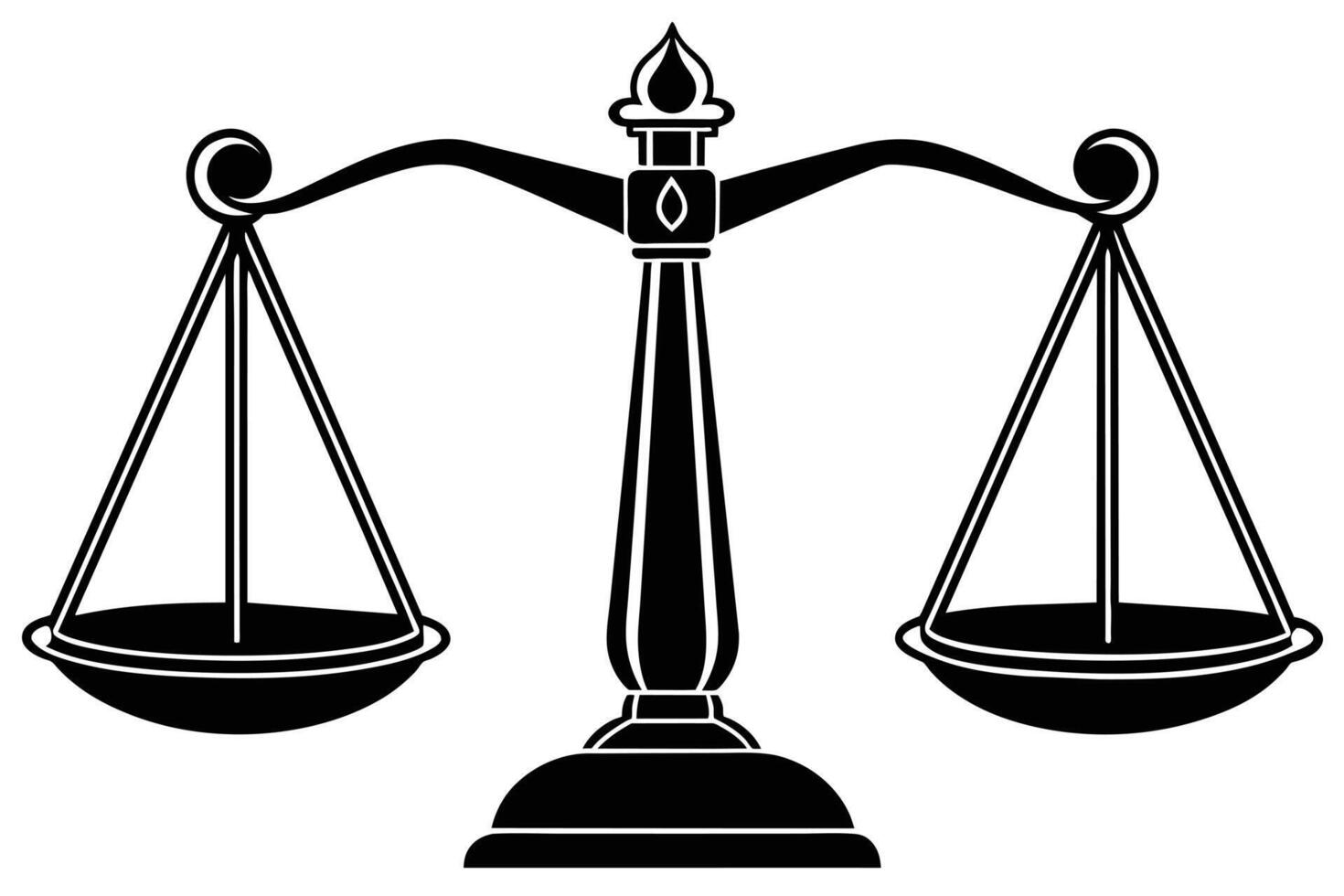 Balance scale isolated on white background Black silhouette vector