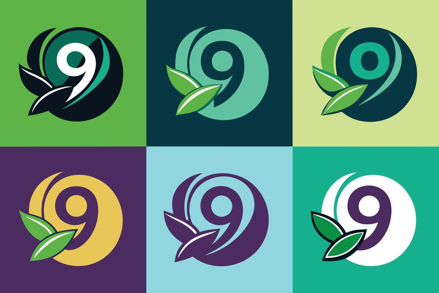 Leaf Number 9 illustration vector