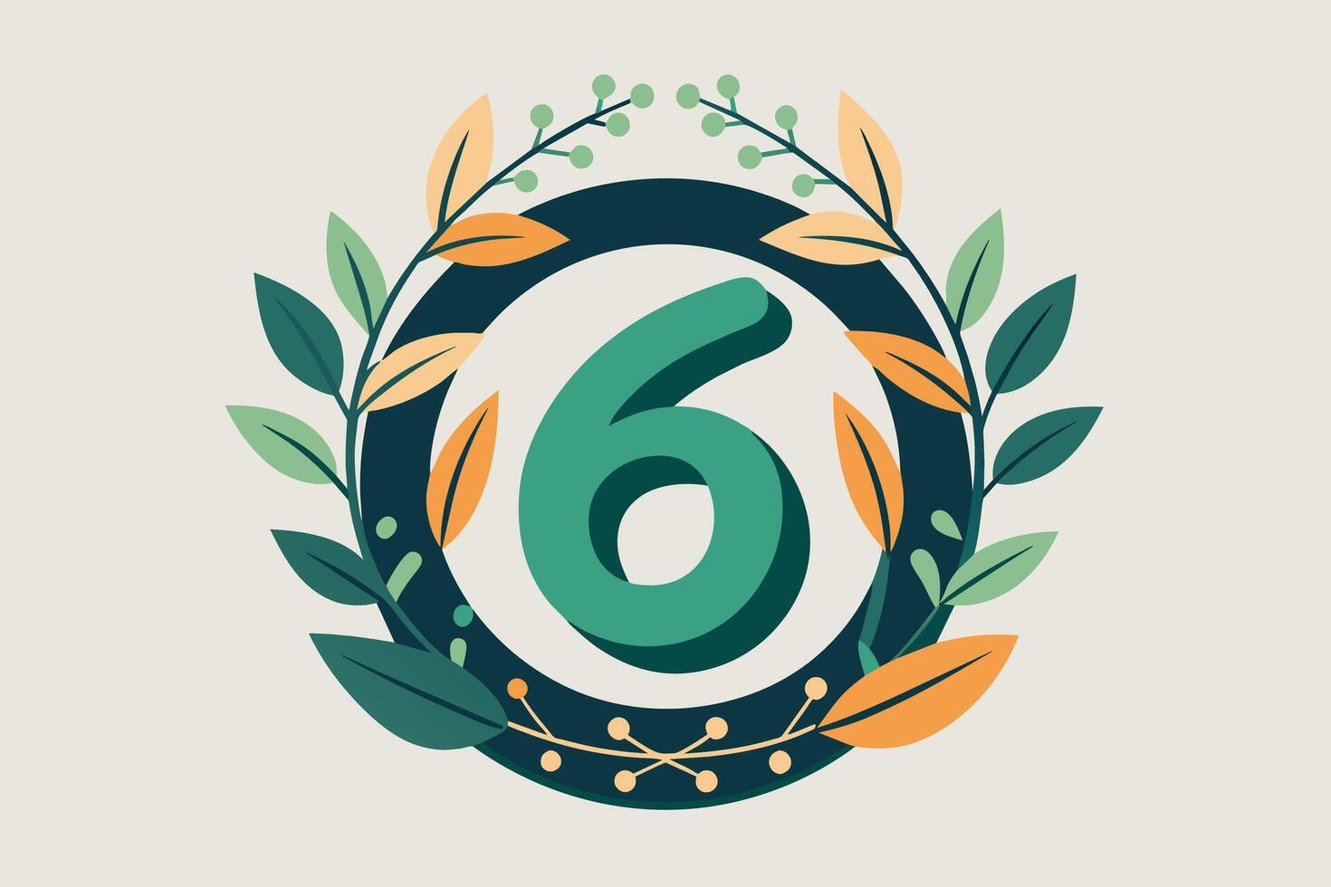 Leaf Number 6 illustration vector
